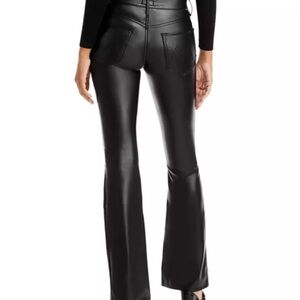 Mother Rider High Rise Ankle Bootcut Faux Leather Jeans in Black